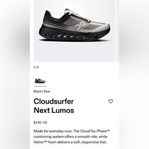 ON Cloudsurfer Next Lumos Womens Sz 9 3WE30543714 Black/Dew Worn 1X Indoors!